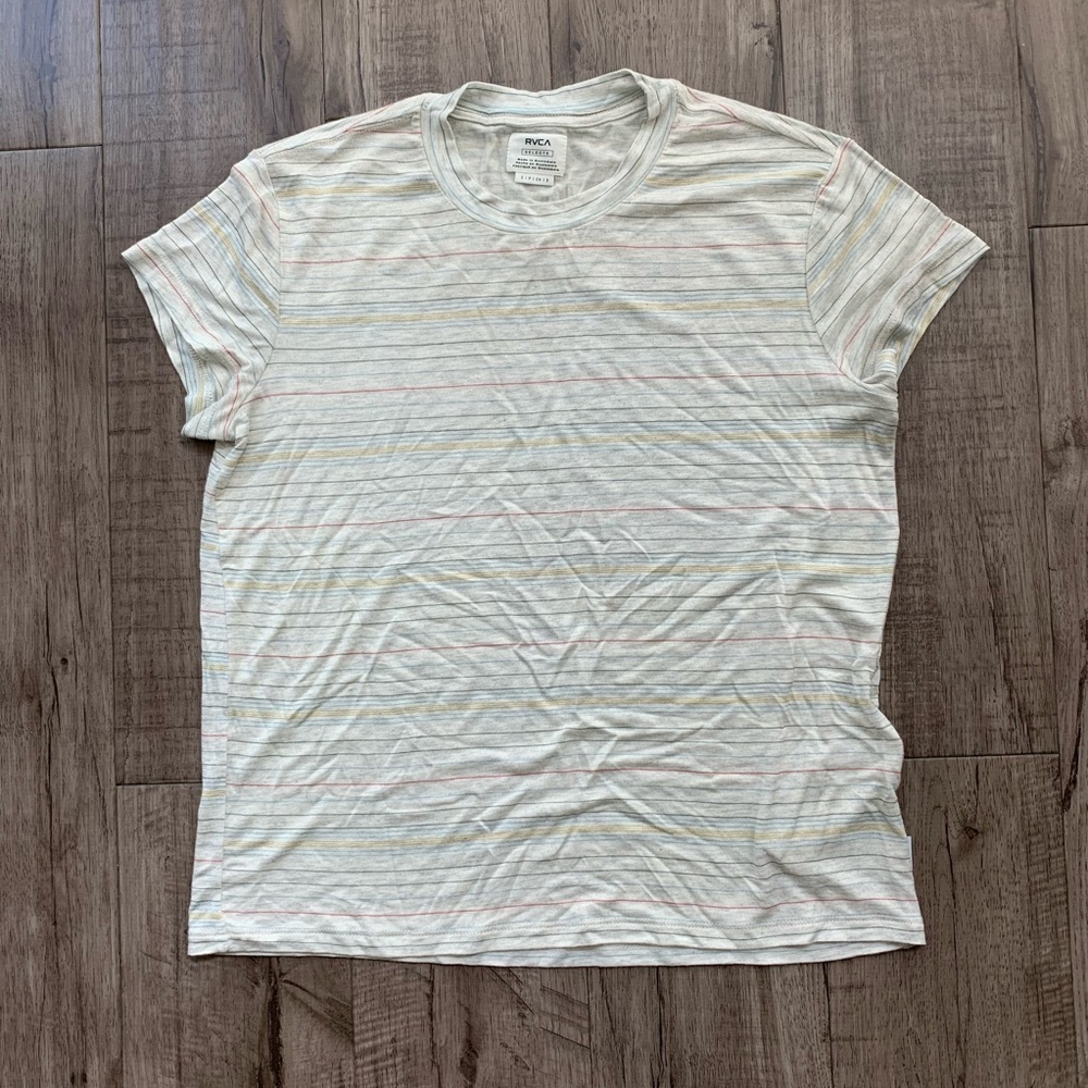 RVCA Recess Stripe Crewneck Knit Tee Shirt Small